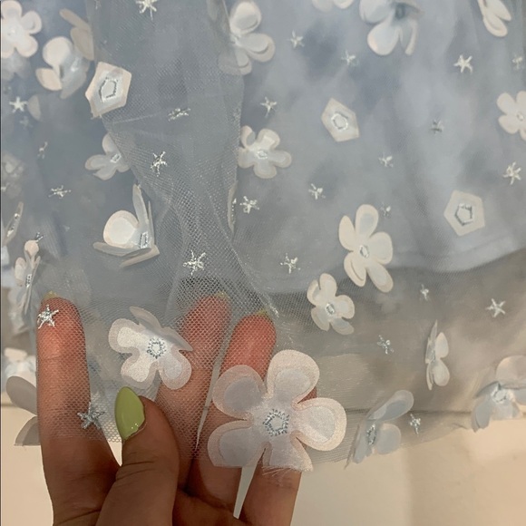 ALTARD STATE AURORA BLUE FLORAL MESH BABYDOLL DRESS SMALL - Picture 3 of 7